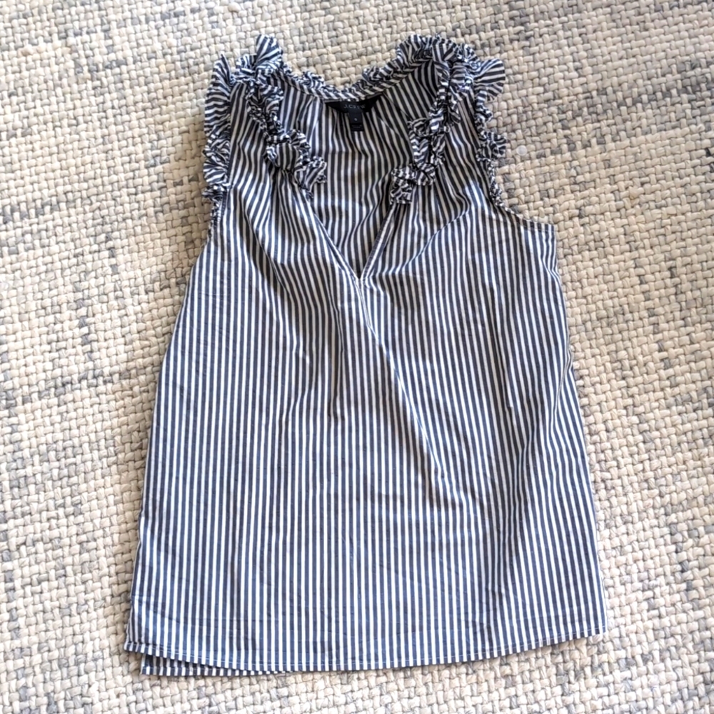 J. Crew ruffle neck sleeveless blouse
